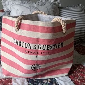 BARTON & GUESTIER France striped TOTE bag open top rope handles lined beach tote